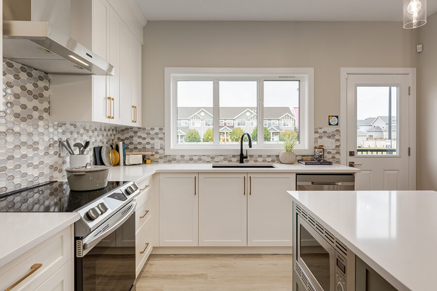 Bentley Duplex Show Home Excel Homes Orchards Edmonton Kitchen Detail