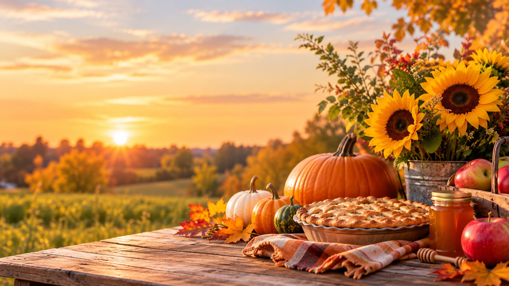 Golden Harvest Sunset Still Life