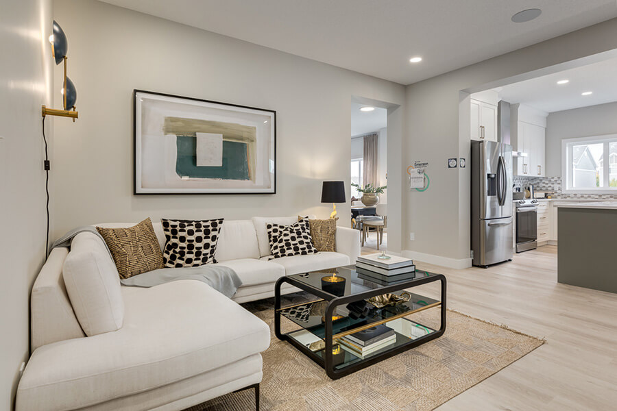 Bentley Duplex Show Home Excel Homes Orchards Edmonton Great Room